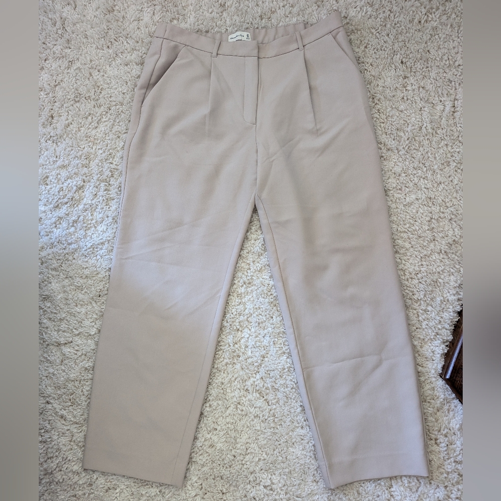 Abercrombie & Fitch Cream High-Waisted Trousers